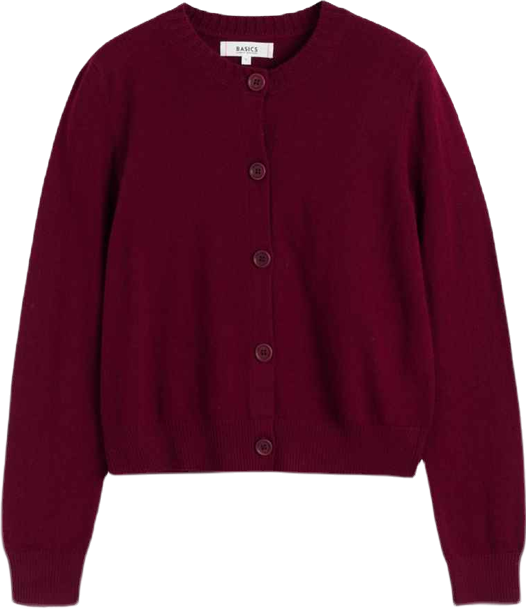 Women's Wool Cashmere Blend Crew Neck Cropped Cardigan