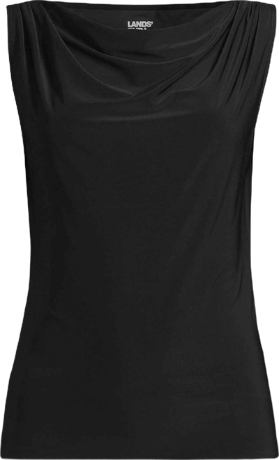 Women's Plus Size Sleeveless Silky Knit Drape Front Top