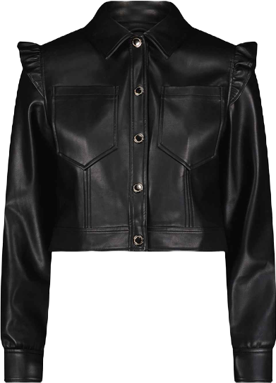 Chantal Ruffle Sleeve Leather Jacket - Black – The Noli Shop