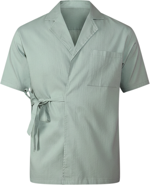 Men's Sage Green Korean Wrap Shirt