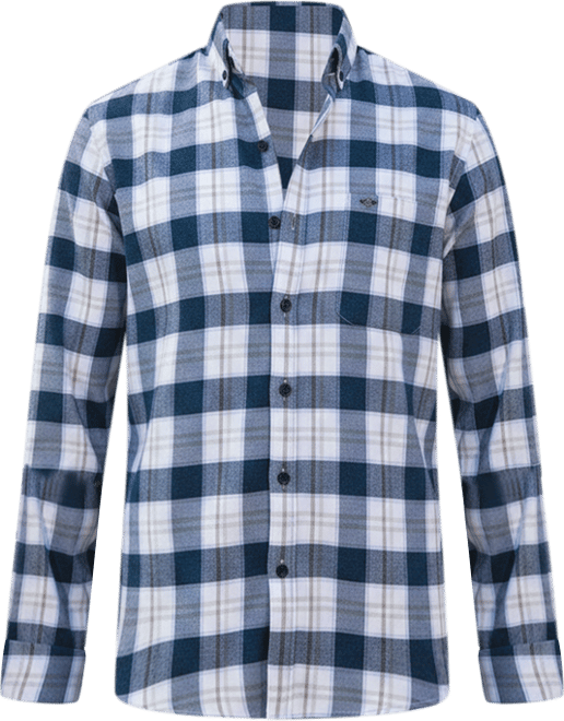 Men's Navy Blue Bi-Buffalo Check Shirt