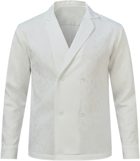 Men's Daisy White Double-Breasted Moziac Shirt