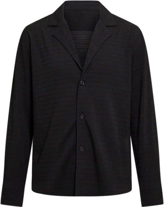 Men's Onyx Black Striped Cuban Shirt