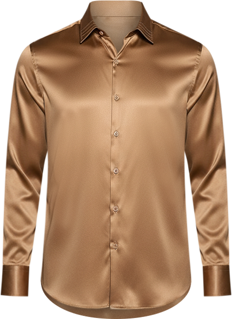 Men's Sand Beige Solid Satin Shirt