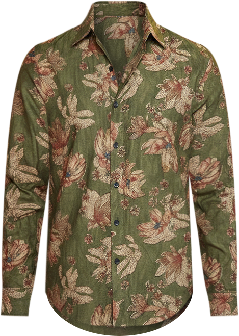 Men's Olive Green Withering-Bloom Shirt