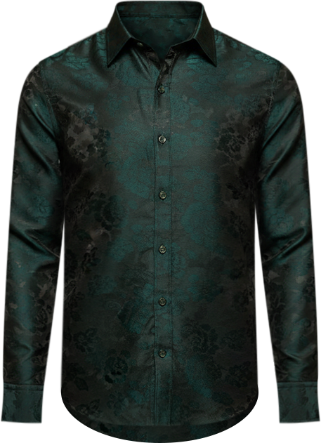 Men's Emerald Green Rosa-Woven Shirt