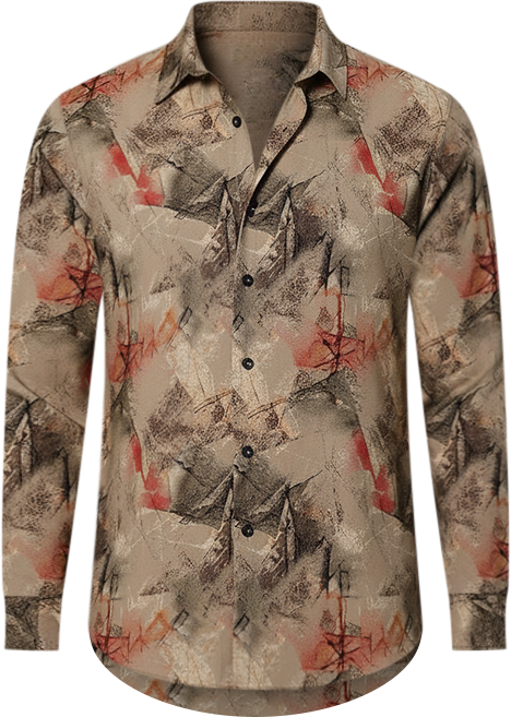 Men's Camel Beige Pigme-Strokes Shirt