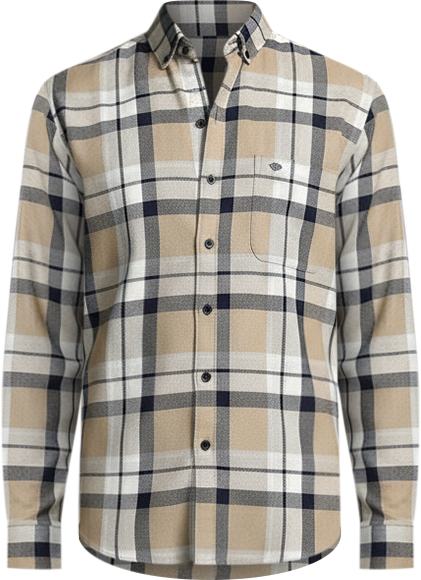 Men's Sand Beige Shadow-Checkered Shirt