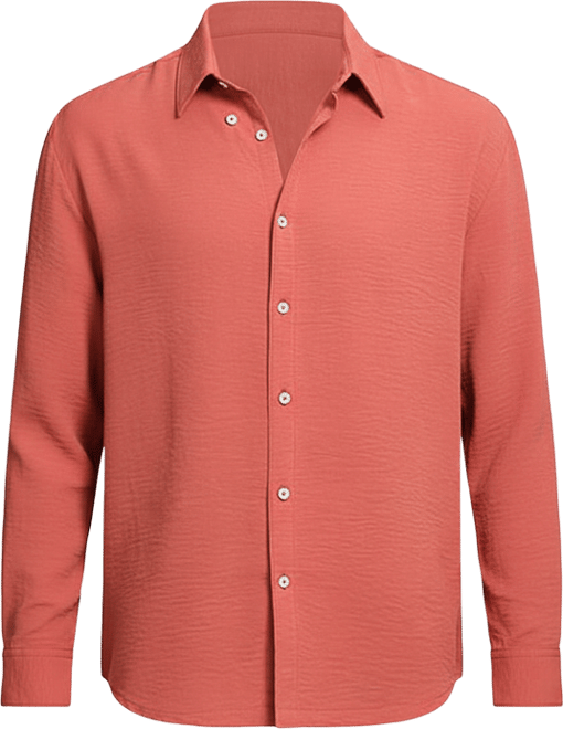 Men's Coral Orange Breezy Wrinked Shirt