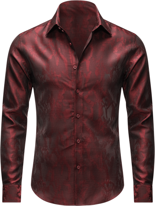 Men's Burgundy Red Abstract-Woven Shirt