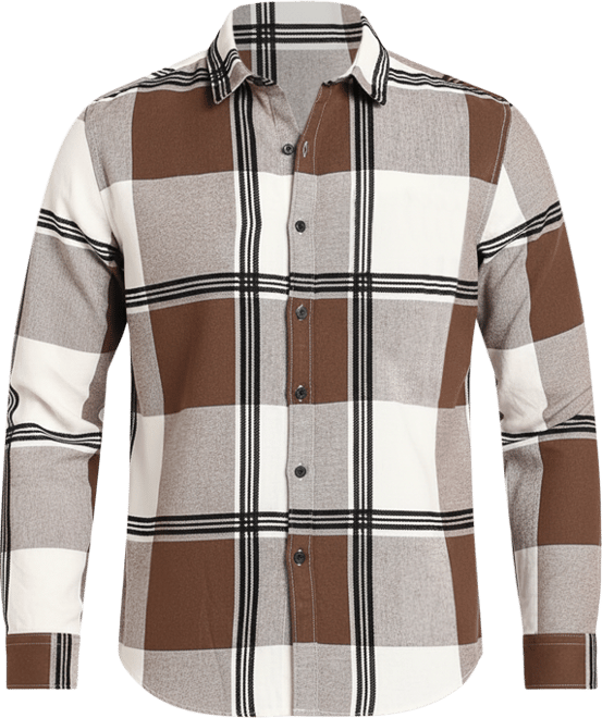 Men's Russet Brown Overlap Buffalo Shirt
