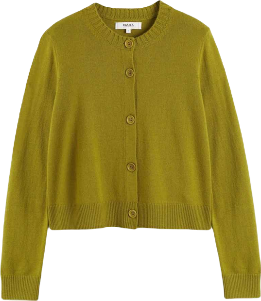 Women's Wool Cashmere Blend Crew Neck Cropped Cardigan