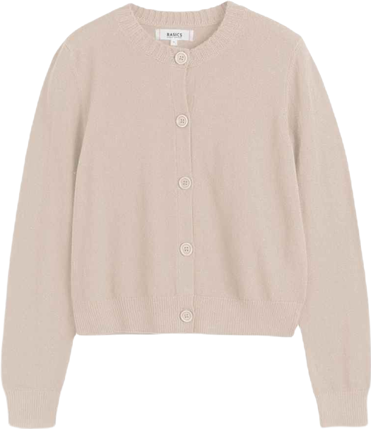 Women's Wool Cashmere Blend Crew Neck Cropped Cardigan