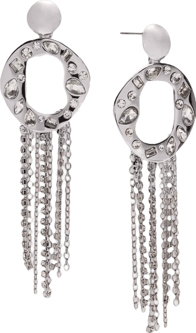 Crystal Circle & Fringe Statement Earrings, Macy's Exclusive