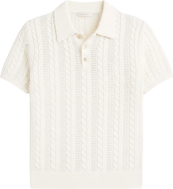 Women's Cotton Polo Cable-Knit Sweater