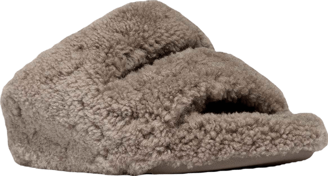 Women's Shuv Curly Faux-Shearling Two-Bar Wedge Slide Sandals