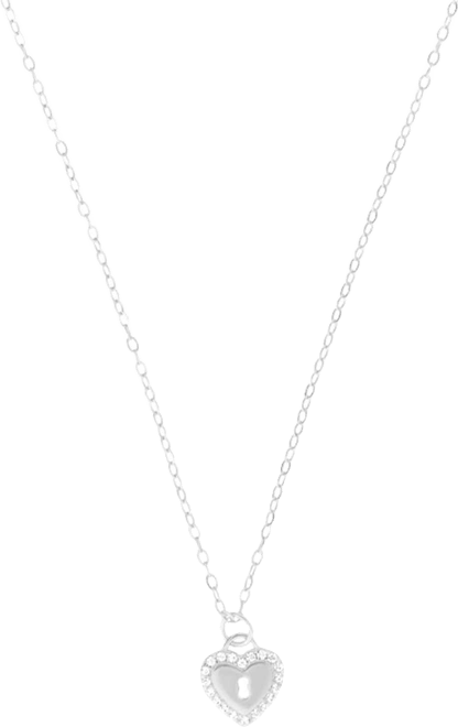 Cubic Zirconia Heart Key Pendant Necklace in (0.10 ct. t.w.) in Sterling Silver (also in 14K Gold Over Sterling Silver)
