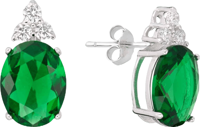 Crystal (0.12 ct. t.w.) and Cubic Zirconia (3.44 ct. t.w.) Stud Earrings in Sterling Silver