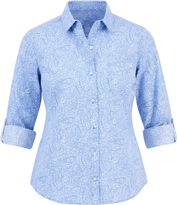 Women's Cotton Garden Paisley Roll-Tab Shirt