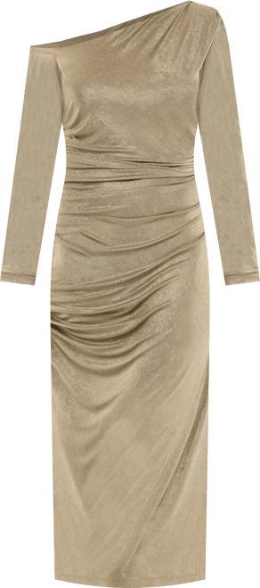 Plus Size Asymmetrical Side Ruche Maxi Dress