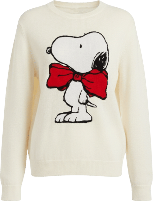 Women's Wool-Cashmere Bow Tie Snoopy Sweater