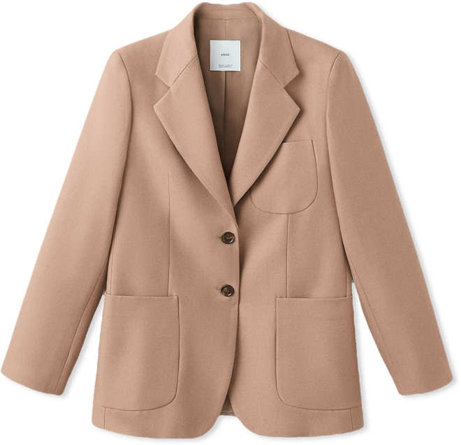 Women's Pockets Wool Blend Suit Blazer