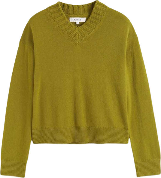 Women's Wool-Cashmere Ribbed V-neck Sweater