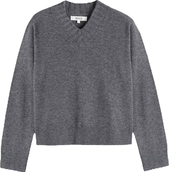 Women's Wool-Cashmere Ribbed V-neck Sweater