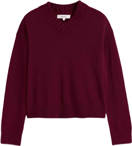 Women's Wool-Cashmere Ribbed V-neck Sweater