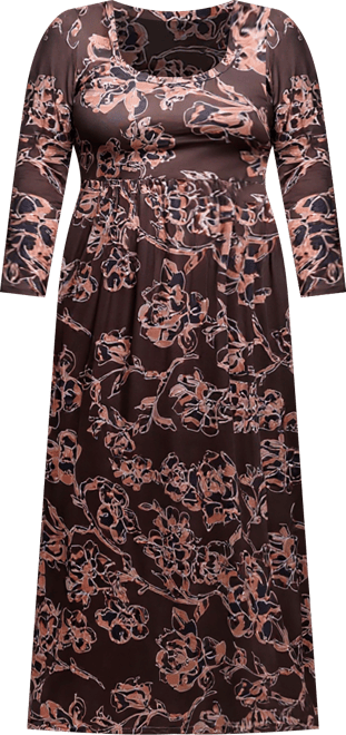 Plus Size Blush Floral Long Sleeve Maxi Dress