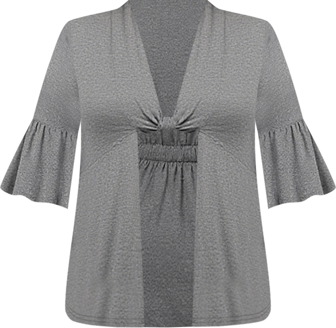 Plus Size Tie Front Bell Sleeve Cardigan Jacket
