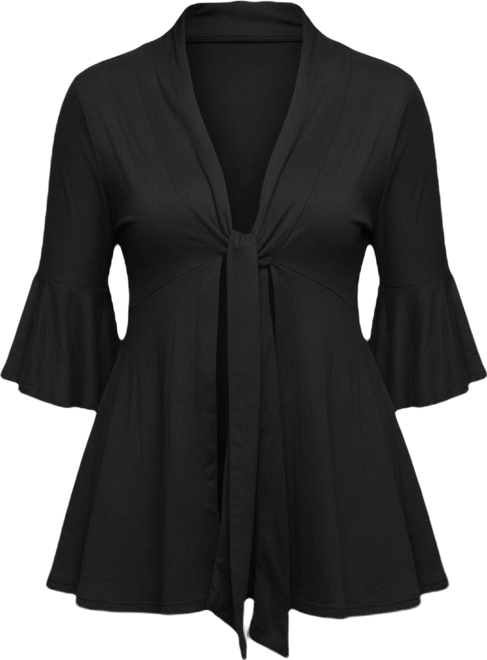 Women's Tie Front Bell Sleeve Top