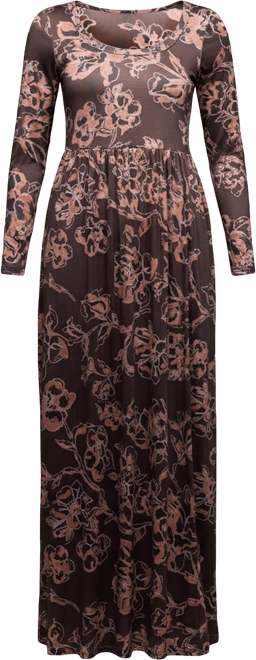 Women's Brown Blush Floral Long Sleeve Dress