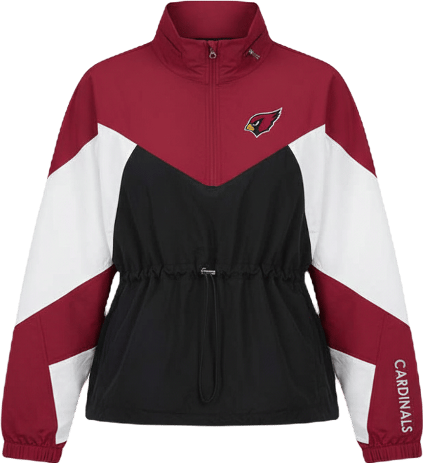 Women's Black/Cardinal Arizona Cardinals Tie Breaker Lightweight Quarter-Zip Sweatshirt