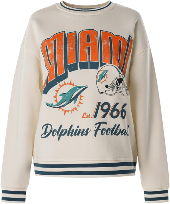 Women's Cream Miami Dolphins Oversized Vintage French Terry Sweatshirt