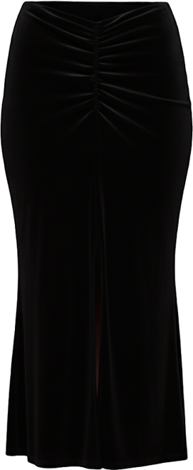 Women's Velvet Pull-On Midi Skirt