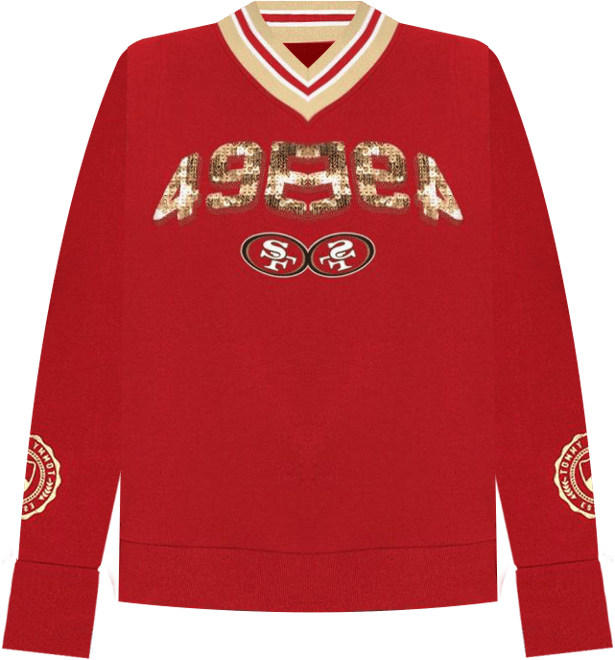 Women's Scarlet San Francisco 49ers Alice V-Neck Pullover Sweatshirt