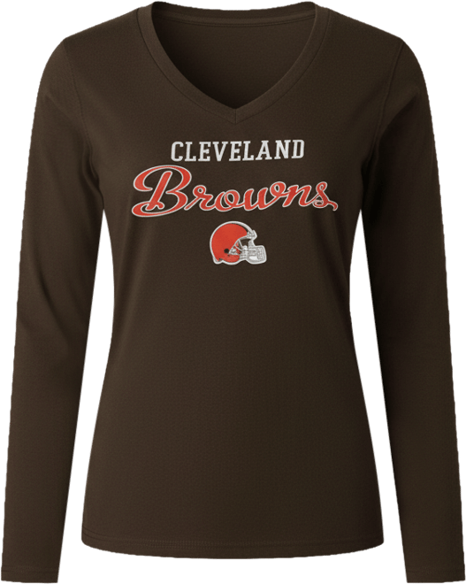 Women's Brown Cleveland Browns Post Season Long Sleeve V-Neck T-Shirt