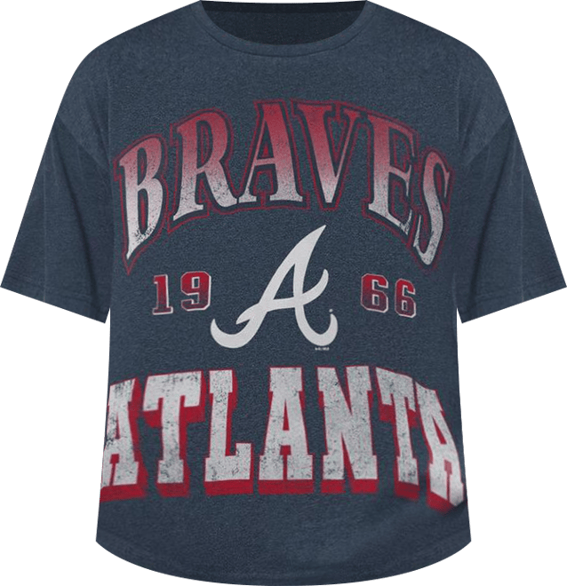 Women's Heather Navy Atlanta Braves Oversized Hall of Fame T-Shirt