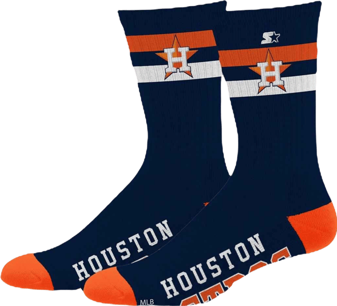 Men's and Women's Houston Astros Team Color Two-Stripe Crew Socks