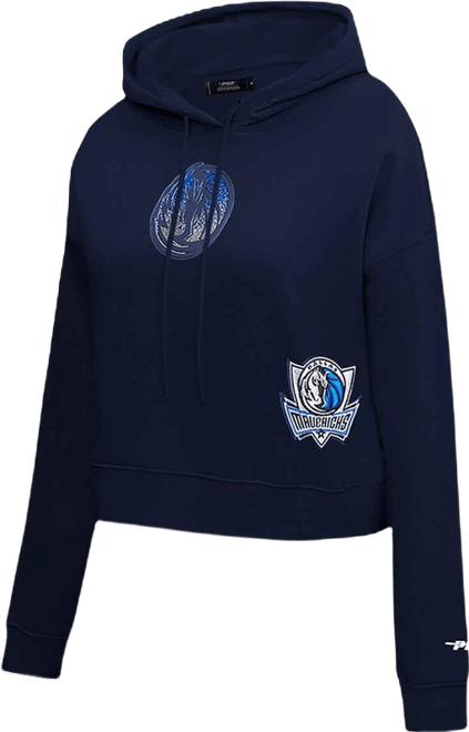 Women's Navy Dallas Mavericks Jewels Cropped Pullover Hoodie