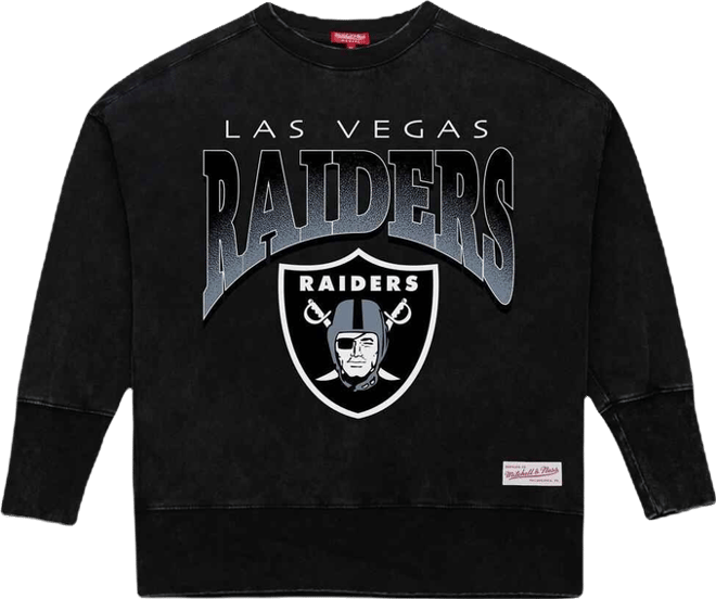 Women's Black Las Vegas Raiders Delineate Mineral Wash Crewneck Sweatshirt