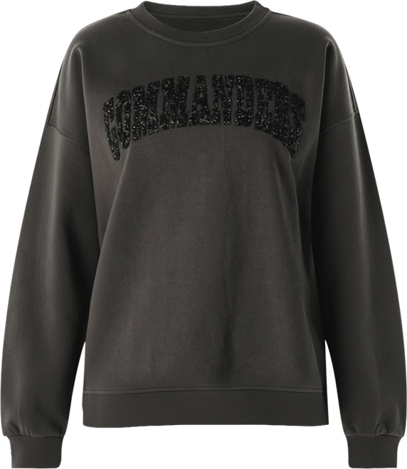 Women's Charcoal Washington Commanders Rock Crystal Oversized Crewneck Sweatshirt