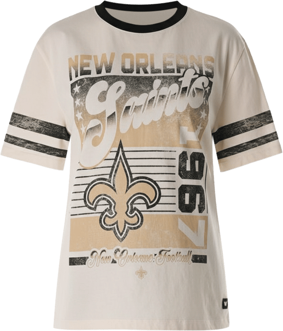 Women's Cream New Orleans Saints Vintage Drop Shoulder Oversized Boyfriend T-Shirt