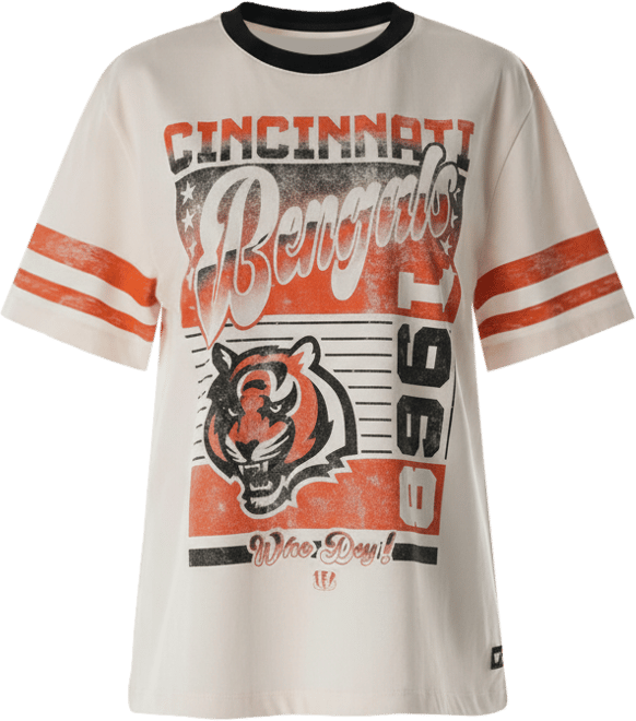 Women's Cream Cincinnati Bengals Vintage Drop Shoulder Oversized Boyfriend T-Shirt