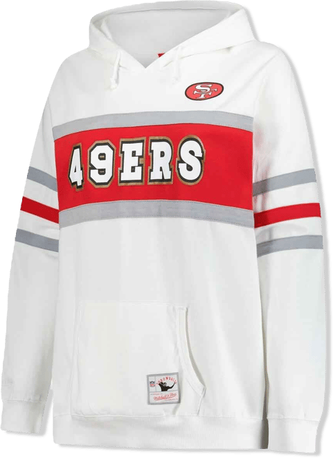 Women's White San Francisco 49ers Plus Size Head Coach Throwback Pullover Hoodie