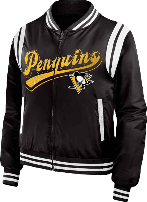 Women's Black Pittsburgh Penguins Baller Full-Zip Bomber Jacket