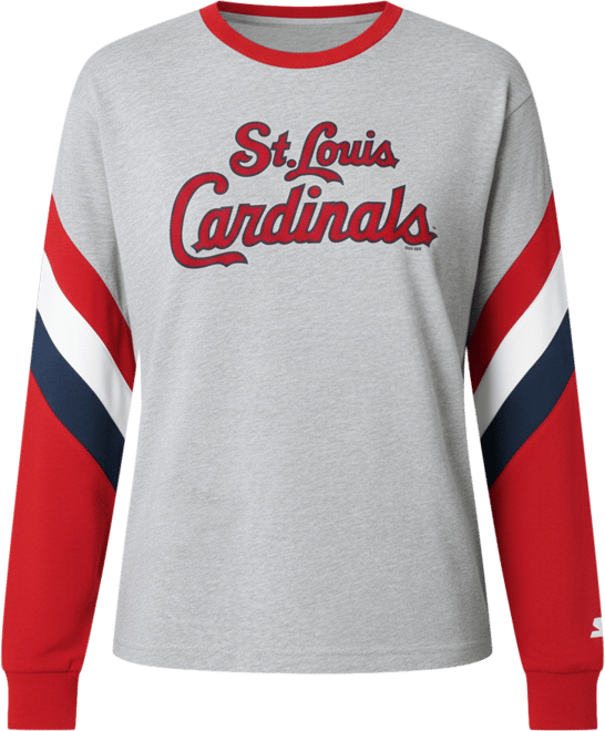 Women's Heather Gray St. Louis Cardinals Triple A Fashion Color Block Long Sleeve Top