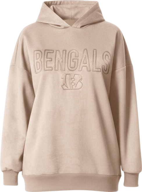 Women's Cream Cincinnati Bengals Best Hitter Oversized Tunic Pullover Hoodie