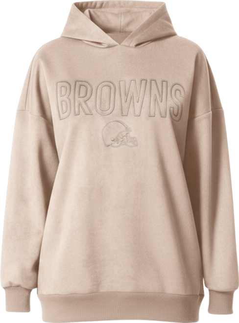 Women's Cream Cleveland Browns Best Hitter Oversized Tunic Pullover Hoodie
